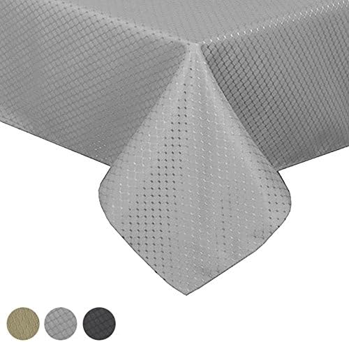 Wintop Waffle Jacquard Waterproof Tablecloth Polyester Rectangular Table Cover for Kitchen Dinning，Gray，60" x 84"