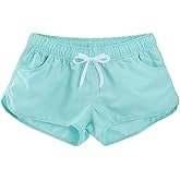 ESTAMICO Women Board Shorts with Liner Quick Dry UPF 50+ Drawstring Floral Print Swim Trunk with Pockets