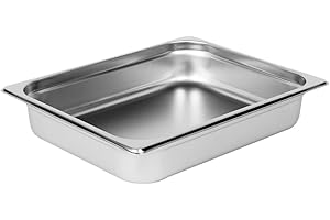 TrueCraftware-Half Size 2-1/2" Deep Stainless Steel Anti-Jamming Steam Table Pan 22 Gauge- Chafing Steam Table Pans Catering Food Storage Metal Pan Hotel Pan for Restaurant Events Catering Use