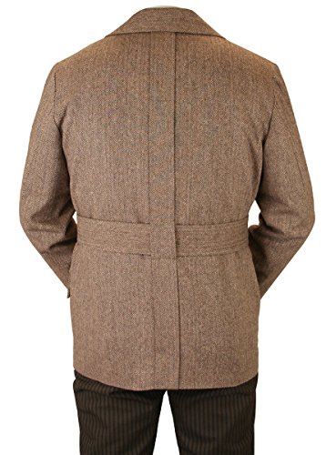 Historical Emporium Men's Norfolk Wool Blend Herringbone Tweed Jacket XL Brown - Thumbnail 3