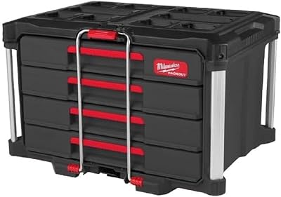 Milwaukee 4 Drawer PACKOUT Tool Box Black Steel Ball Bearing Slides