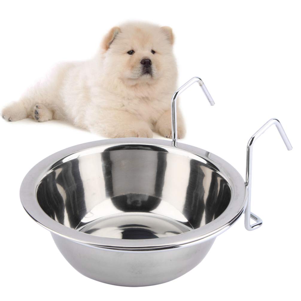 POPETPOP Stainless Steel Food Water Bowl for Pet Bird Crates Cages Coop Dog Cat Rabbit Size