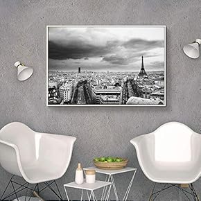 Floating Framed Canvas Wall Art for Living Room, Bedroom Black and White Building Canvas Prints for Home Decoration Ready to Hang - 16x24 inches