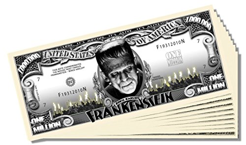 Frankenstein Million Dollar Bill - 10 Count with Bonus Clear Protector & Christopher Columbus Bill