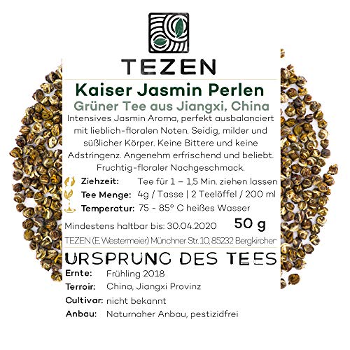 Kaiserliche Jasmin Perlen: Grüner Jasmin Tee aus China | Hochwertiger chinesischer Grüntee mit Jasmin Blüten getrocknet – Bild 4