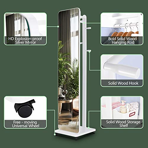 OUTDOOR DOIT Full Length Dressing Mirror with Clothes Valet Stand