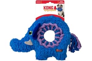 Kong Ringaroos - Interactive Rope Ring Dog Toy with Plush Squeaker - for Fetch, Tug & Cuddle - for Medium Sized Dogs (Blue El