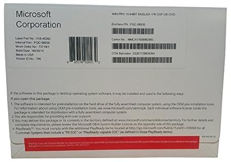WIN 10 Home 64 BIT English x1PC - FQC-08930 (Windows 10 Home Latest Version)