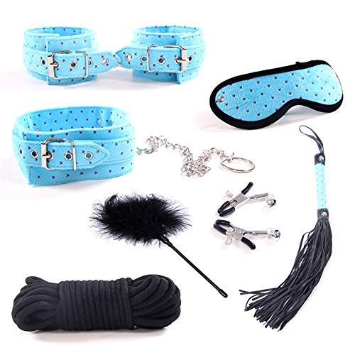 LI Yuan Fetish BDSM Sex Bondage Restraint Kit Games Erotic Accessories for Couples Handcuffs Sex Toys,Blue