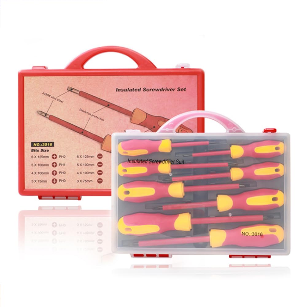 Uadme Insulated Screwdriver Set, 8 Pcs 500V Electrical Screwdriver Sets with Rubber Handle and Magnetic Tips, Electrician Tools Set for Electrical Repair, Home and DIY Projects