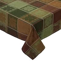 Design Imports Mountain Pine Cotton Table Linens, Tablecloth 60-Inch by 84-Inch Oblong (Rectangle), Mountain Pine Jacquard