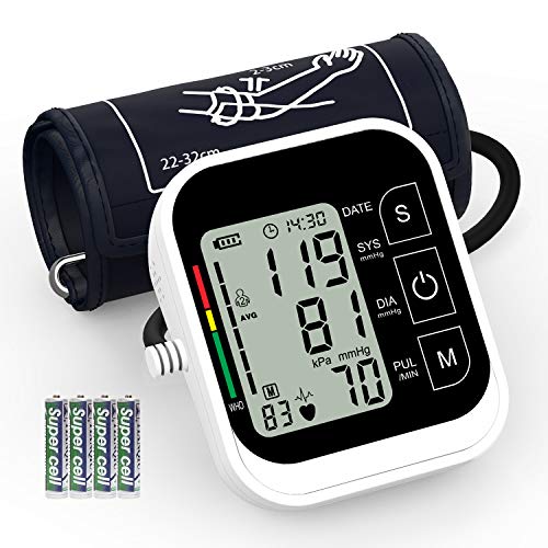 Blood Pressure Monitor,AUCEE Upper Arm Blood Pressure Monitor with USB Rechargeable, Digital Automatic Measure Blood Pressure and Heart Rate Pulse with Wide-Range Cuff for Home use, Large 3.5" Display