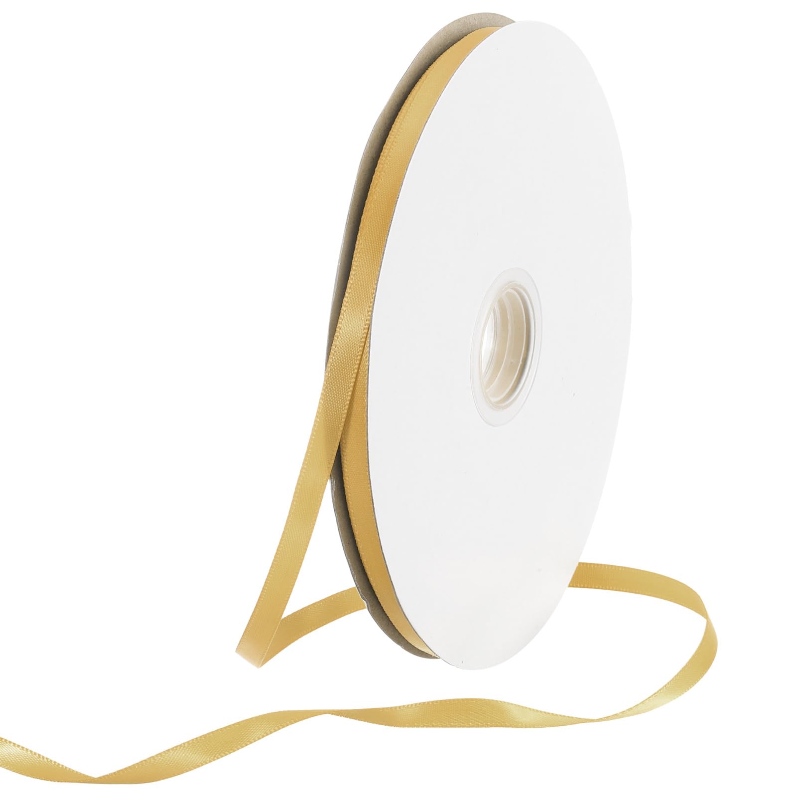 Rebower 6mm Satin Ribbon 91m Thick Double Face Grosgrain Silk Ribbon, [for Gift Wrapping, Hair Bows, Wedding, Cake, Flower] - 100 Yard/300ft/ Dark Yellow