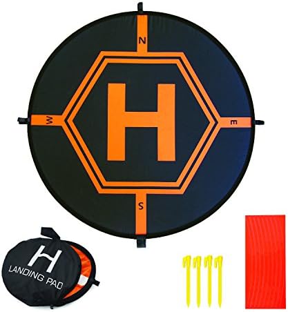 TERRAONE Portable Foldable Waterproof 30” Drone Landing Pad for Mavic Pro DJI Phantom 2 3 4 Inspire GoPro Karma Package Comes with 1 Landing Pad Carrying Case 4 Pegs Reflective Strips