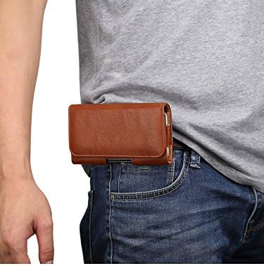 iPhone X Holster Case,Premium Leather Belt Clip Pouch Holster Case with Loops Sleeve Holder Cover Wallet Case for Apple iPhone X (Fit with Otterbox Protective Thin Case on)-Brown