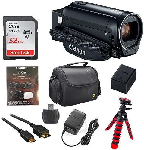 Canon Vixia HF R800 1080p HD Video Camera Camcorder (Black) with 32GB Card, Battery & Charger, Spider Tripod (Gorillapod), Case