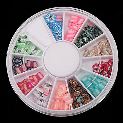 Multicolor Fimo Decoration Nail Art Random Mixed 120pcs Slice Patterns Butterfly