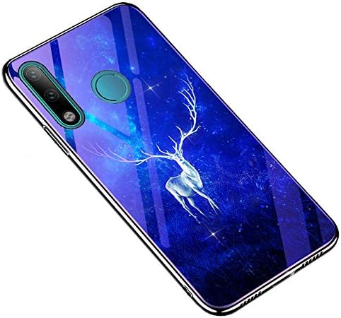 Huawei P30 Lite Case, Futanwei Ultra Thin Shockproof Non-Slip Watercolor Beautiful Pattern Protective Case [Glass Back + Hard PC + Soft TPU Bumper] for Huawei P30 Lite Phone,elk