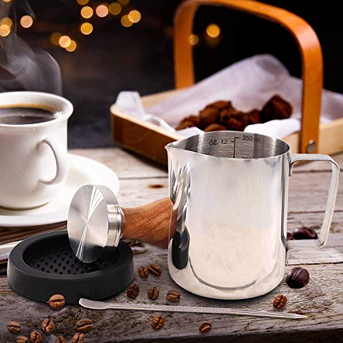 Moligh doll Tamper 51 mm, Kaffee Tamper Aus Edelstahl, Espresso Tamper Inkl. Tampermatte, MilchkkNnchen, Barista Stift… – Bild 6