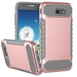 Vovomay Hard Soft Rubber Impact Armor Case Back Hybrid Cover For Galaxy J3 Emerge Galaxy J3 Prime (Color E)