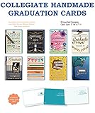 B-THERE Congratulations Graduation Cards Boxed Embellished Handmade Collegiate Greeting Cards for Him & Her, Set of 8