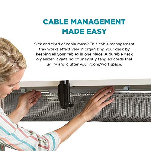 StandDesk Desk Cable Management Tray, Cord Organizer, and Cable Concealer with 12 Adjustable