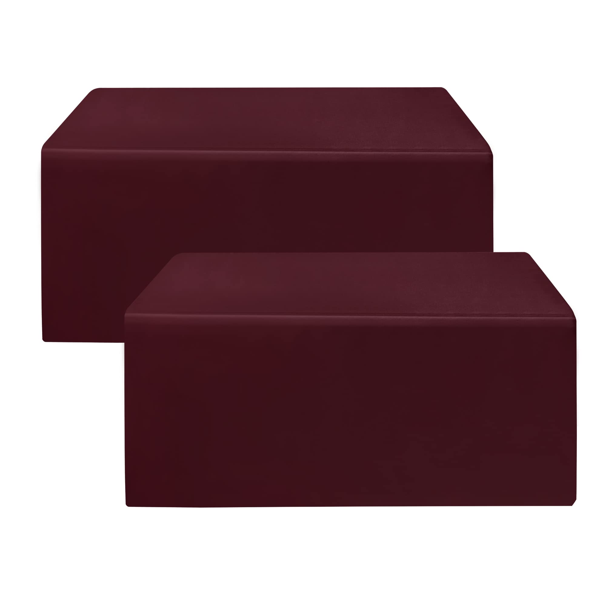 Photo 1 of HolidayIdeas Fitted Burgundy Tablecloths - 72 x 30 Inch - 2 Pack Rectangle Table Clothes for 6 Foot Folding Tables, Polyester Fabric Table Cover for Trade Show, Craft Show, Events