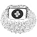 Beaded Watch Band with Bling Metal Case, Elastic Handmade Crystal Bracelet Jewelry Replacement Strap Shock-proof Rhinestone Protective Cover for Watch 42mm Series 3,2,1 (Silver, 42mm)