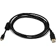 Monoprice 3-Feet USB 2.0 A Male to Mini-B 5pin Male 28/24AWG Cable with Ferrite Core (Gold Plated) (105447),Black