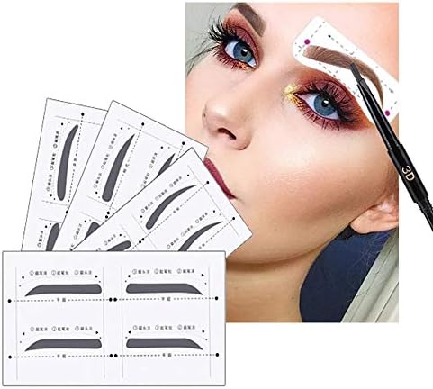 Eyebrow Stencil with Eyebrow Razor - Brow Stencil Ruler Shaping Template for DIY Grooming – Eyebrows Grooming Stencil Kit Reusable Styling Tool, 6 Unique Styles, 36 pairs (Stencils+Razors)