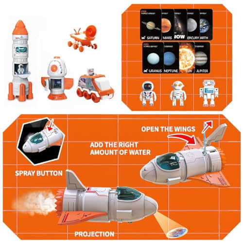 TERRIFI Space Shuttle Rocket Toy for Kids, 5-in-1 Spaceship with Lights, Sounds & Projection, Educational Space Adventure Toy, Ideal for Boys Ages 3-8