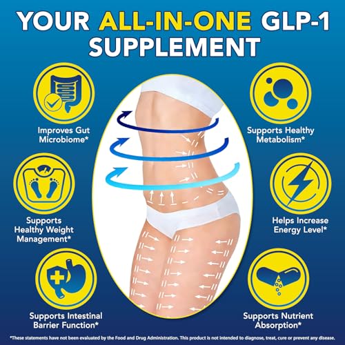 asusxcli GLP-1 Supplement - Dietary Supplement -Synbiotics - Curb Appetite, Boost Metabolism & Support Gut Health for Women & Men Lean Body Support - 90 Capsules