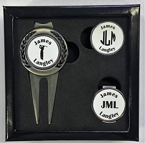 Eureka Golf Personalized Divot Tool & Ball Marker Hat Clip Set | 3 Finish & 9 Engraving Options | Monogram or Custom Text