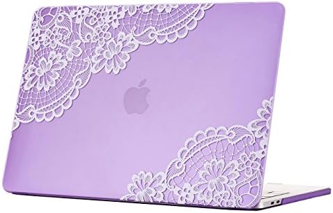 Coldel MacBook Pro 13 Case 2016 - Lovely Lace Design Matte Cover for Apple Macbook Pro 13 Inch A1706/A1708 with/without Touch Bar and Touch ID-Violet