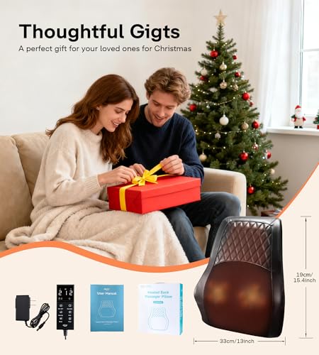 ALLJOY Shiatsu Neck Massager with Heat, 3D Back Massager Massage Cushion for Neck, Shoulders, Back, Legs, Gift for Mum, Dad, Women, Men