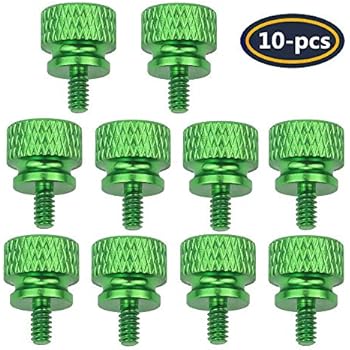 YATENG 10-pcs Anodized Aluminum Thumbscrews, 6#-32 Computer Case Thumbscrews, Thumb Screws (Green) Suitable for Computer Chassis DIY Personality Modification & beautification