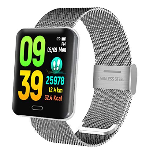 Sunward B8 Smart Watch Touchscreen Sports Fitness Blood Pressure Heart Rate Monitoring Watch Calorie Counter Waterproof Pedometer Watch Smart for Android and iOS (Silver)