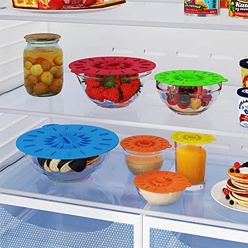 7 Pack Silicone Lids, Microwave Splatter Cover, 5 Sizes Reusable Heat Resistant Food Suction
