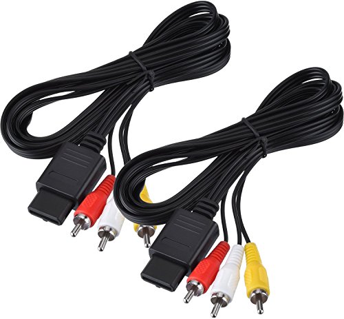 image for EEkiimy 2 Packs 6ft Replacement Composite AV Cable Cords for Nintendo 