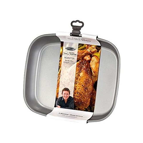 Stellar James Martin Non-Stick Roasting Tray, Dishwasher Safe, Carbon Steel, 29cm x 25cm x 5cm