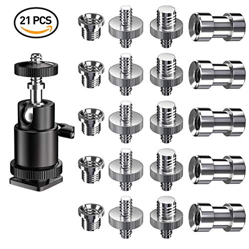 Muscccm Camera Screw, 21 Pcs 1/4 Inch and 3/8 Inch Converter Threaded Screws 1/4" Hot Shoe Adapter Mount Camera Ball Head Set for Camera/Tripod/ Monopod/Light Stand - Thumbnail 7