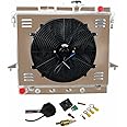 Kamashaa Motor Radiator Compatible for 2006-2012 Chevy Colorado/Hummer H3 H3T/GMC Canyon - 3 Row Full Aluminum Radiator + Fan Shroud + Thermostat Relay Kit