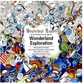 Amazon 大人の塗り絵 ストレス解消 リラクゼーションのために ぬりえ ぬり絵 英語 Wonderland Exploration Coloring Book ぬりえ おもちゃ