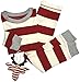 Burt's Bees Baby Baby Organic 2 Piece Pj Set with Ornament, Cranberry Rugby Stripe, 12 Months