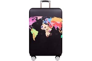 MosaiRudo Thicker Luggage Cover Elastic Suitcase Cover Protector Fits 18-32 Inch Suitcase Travel Accessories (World Map, L)