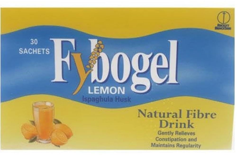 Fybogel Hi-Fiber Lemon Sachets for Constipation Relief, 30 Pack - Natural Digestive Support, Gentle Bowel Movement Aid, Easy-to-Use Fiber Supplement, Refreshing Citrus Flavor