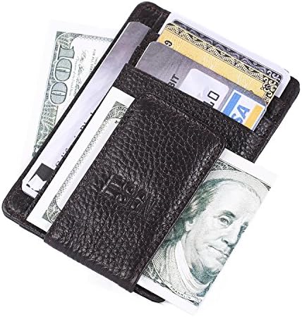 IVESIGN Slim Front Pocket Wallet RFID Blocking Money Clip Magnet Credit Card Holder (Brown)