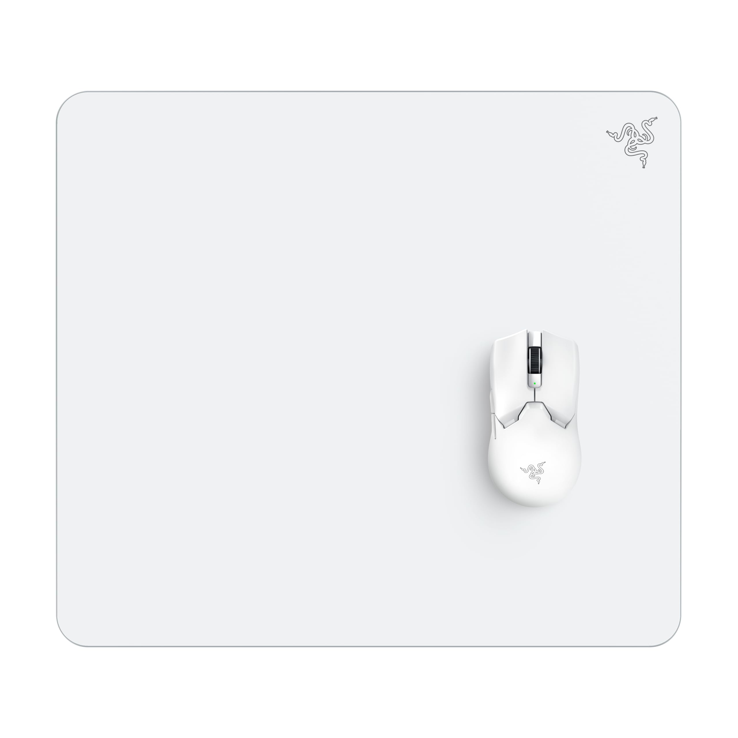 Razer Atlas - Glasmausmatte - Premium gehärtetes Glas-mauspad (Mikrogeätzte Ultra-Glatte Oberfläche, Schmutz- und kratzabweisend, Leisere Mausbewegungen, 450 x 400 x 5mm) Weiß