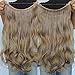 Invisible Wire Hair Extensions Pieces Secret Curly Wavy Hair Extension Synthetic Adjustable Headband for Women Hairpieces (20 Inch (Pack of 1), Ginger Brown Mixed Bleach Blonde)