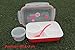 Bento Box Lunch Box 3-compartment 1-bowl (4 in 1) 1- Spoon - Silicone Leakproof Healthy Lunch Boxes for Kids Adults - Food Grade Plastic Containers Crisper - Special Smart Valve Microwave-safe Red